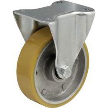 Roulette fixe avec frein, Medium Industrial, aluminium/polyuréthane